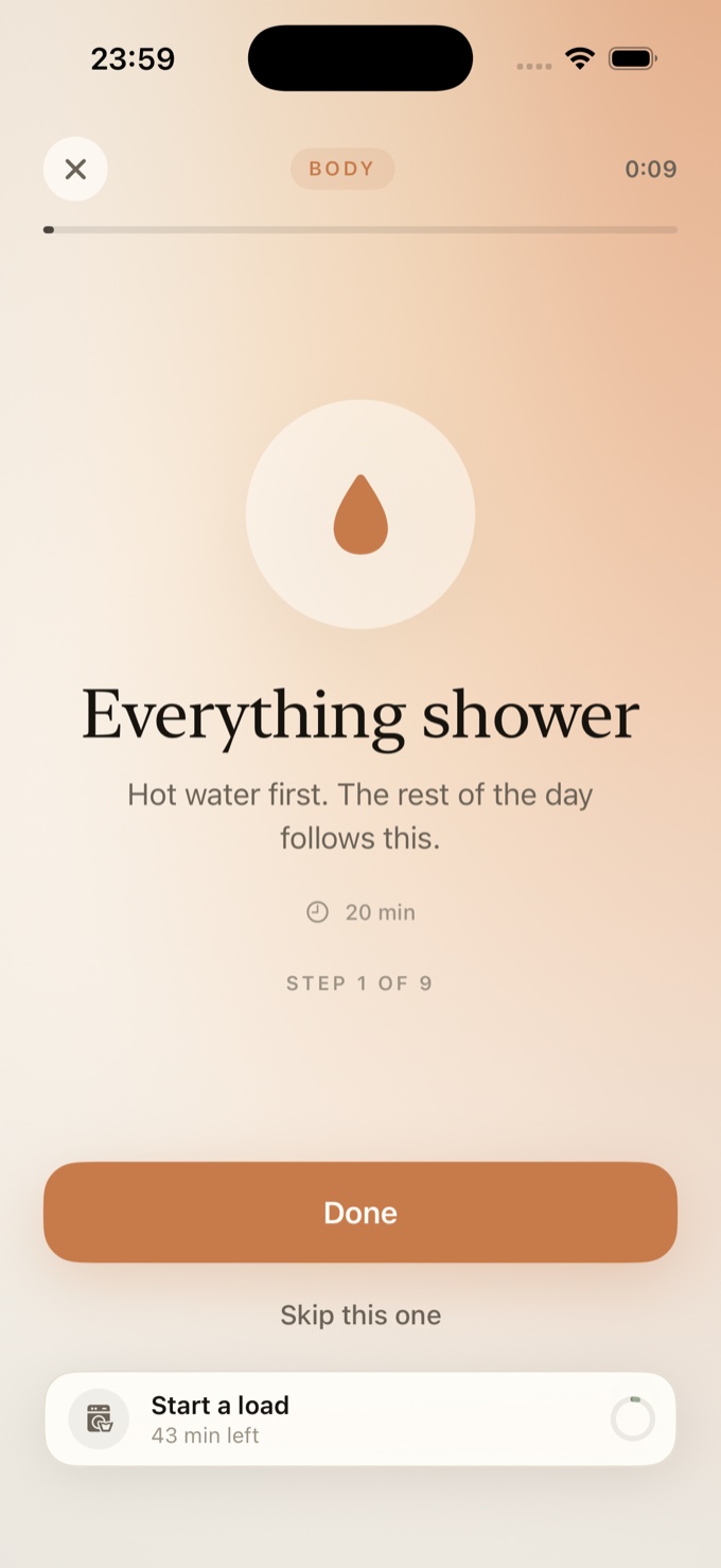The first ritual, everything shower